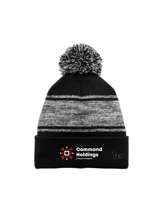 New Era Black/Charcoal Knit Chilled Pom Beanie w/Command Holdings Logo