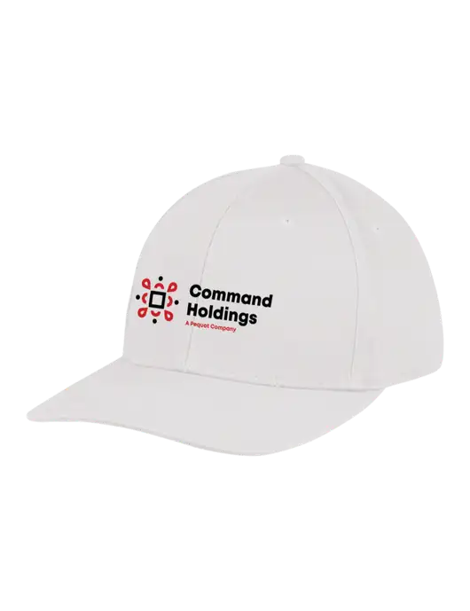 Premium Modern Structured Twill White Snapback Cap w/Command Holdings Logo