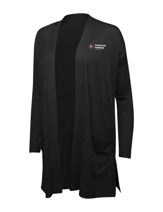 Black Womens Concept Long Pocket Cardigan w/Command Holdings Logo