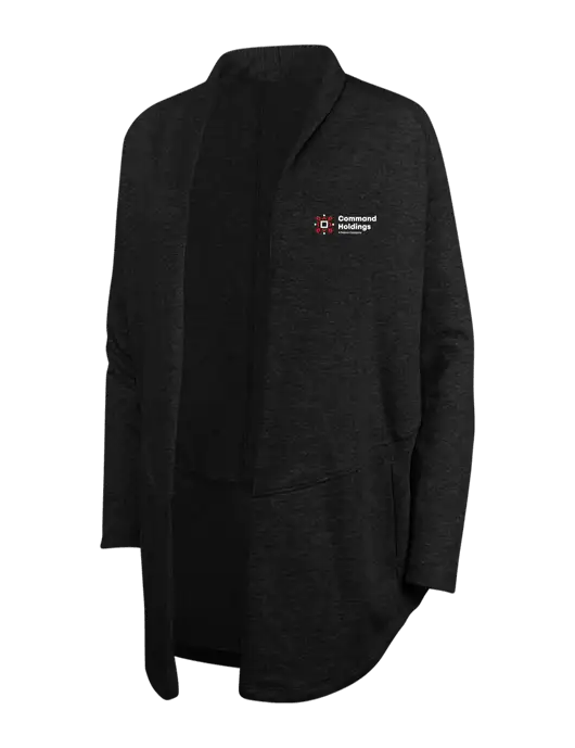 Deep Black/Charcoal Heather Womens Interlock Cardigan w/Command Holdings Logo
