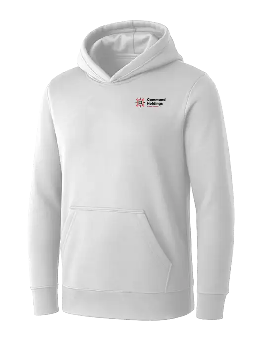 Womens White Core Fleece Pullover Hooded Sweatshirt w/Command Holdings Logo