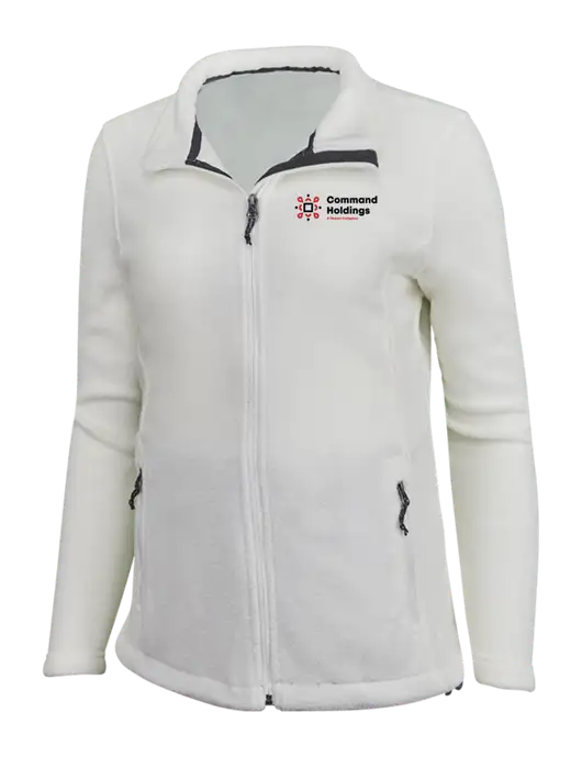 Womens White Fleece Jacket w/Command Holdings Logo