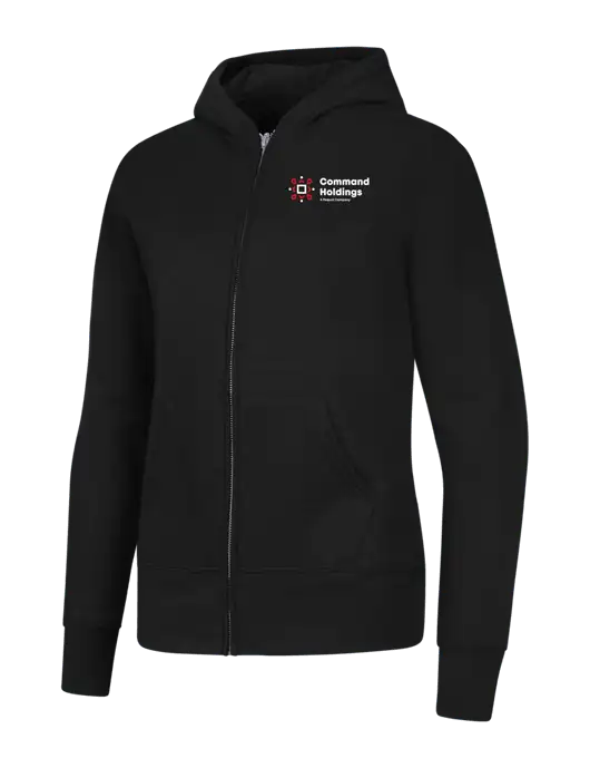 Jet Black Womens Core Fleece Full-Zip Hooded Sweatshirt w/Command Holdings Logo