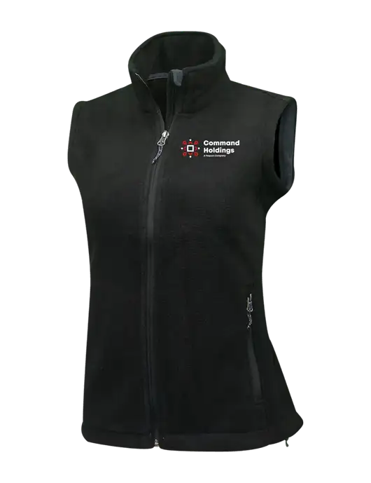 Womens Black Fleece Vest w/Command Holdings Logo