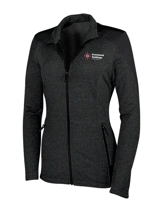Womens Black Grid Fleece Jacket w/Command Holdings Logo
